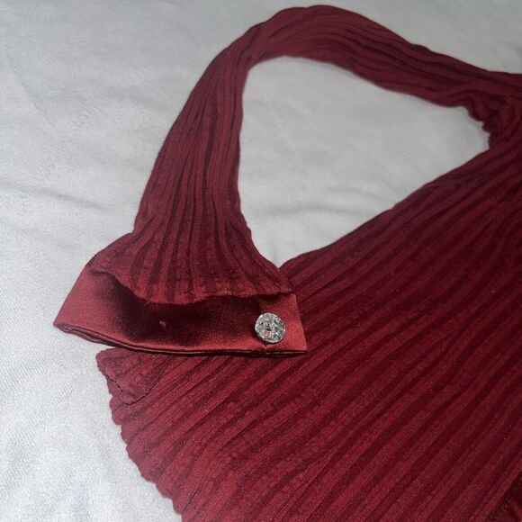 Vintage Designer JS Collections Ruby Red Vixen Blouse Sz 10 Crystal Buttons - Picture 5 of 12